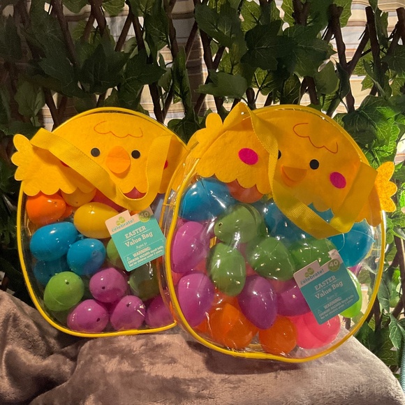 2 New Zippered Chick Easter Egg Value Bags  - 2 Bags & 80 Plastic Eggs - Picture 8 of 13